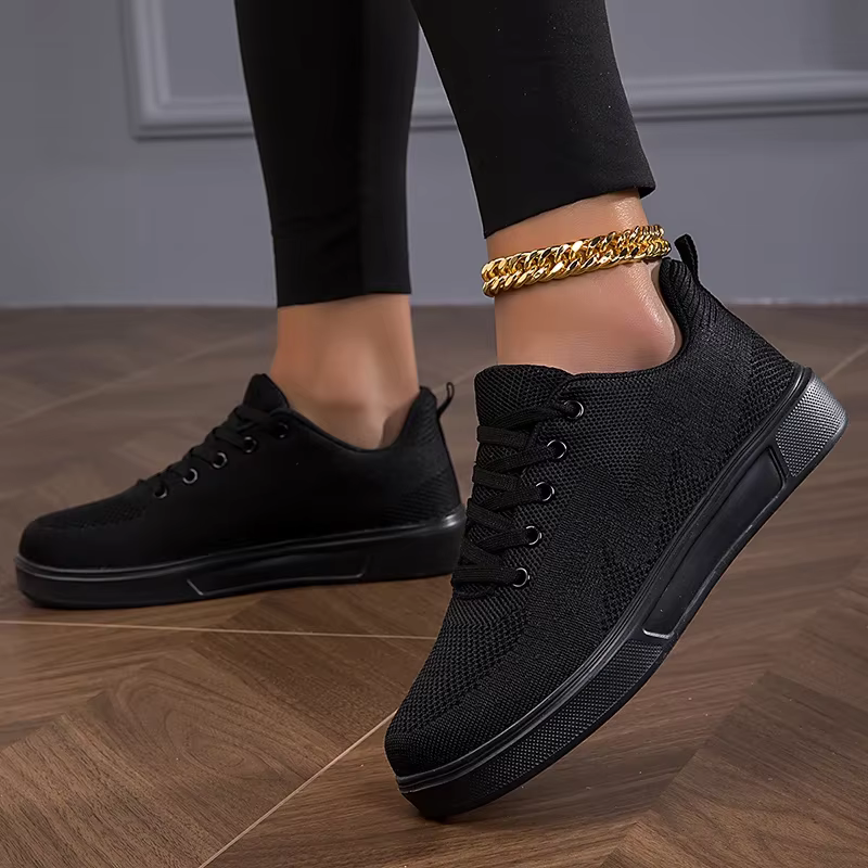 2025 baskets noires femmes décontracté maille à lacets Sport chaussures plates filles respirant blanc grosses