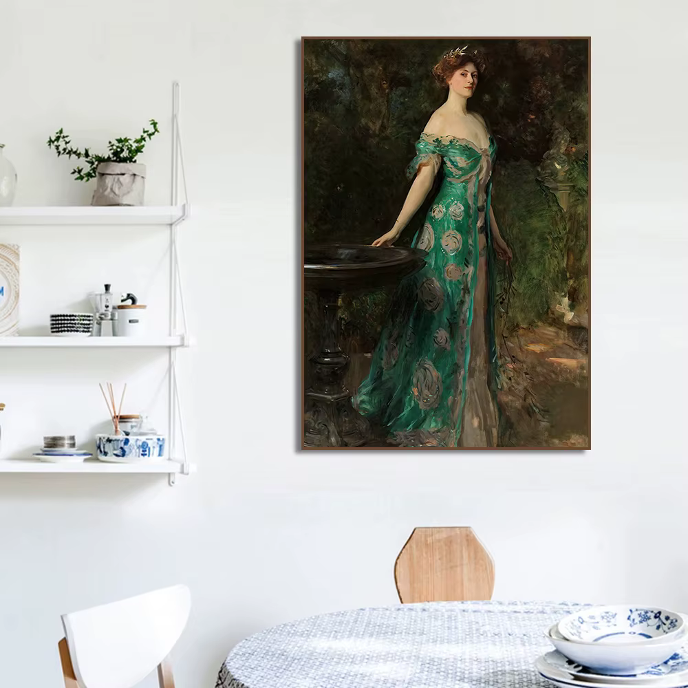 Affiche de portrait de femme de la Renaissance, peinture sur toile vintage victorienne féminine fumant, art mural tendance, décoration de salon