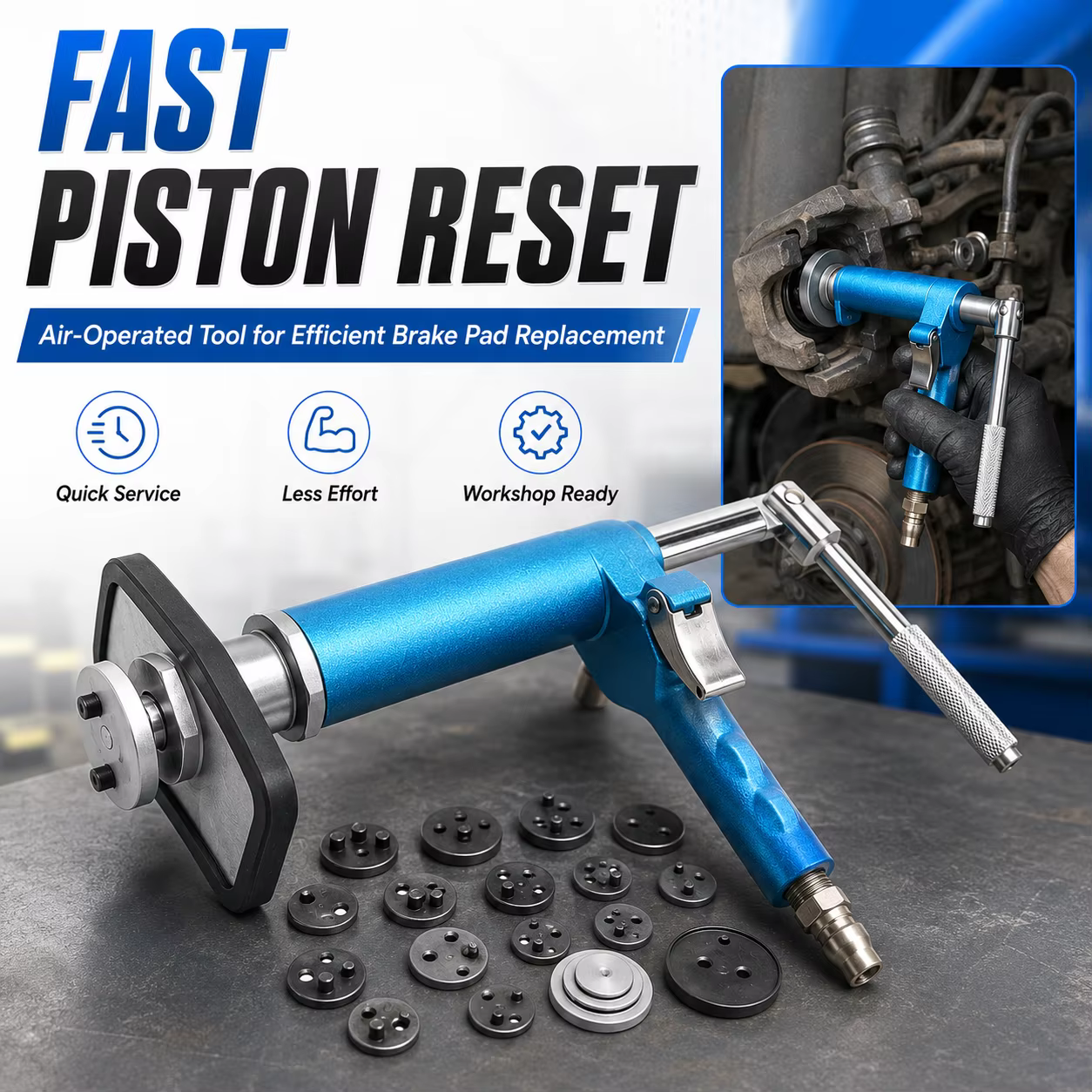 Compresseur pneumatique pour piston d'étrier de frein, outil de presse pour le remplacement des plaquettes de frein à disque de voiture, réparation et entretien en garage