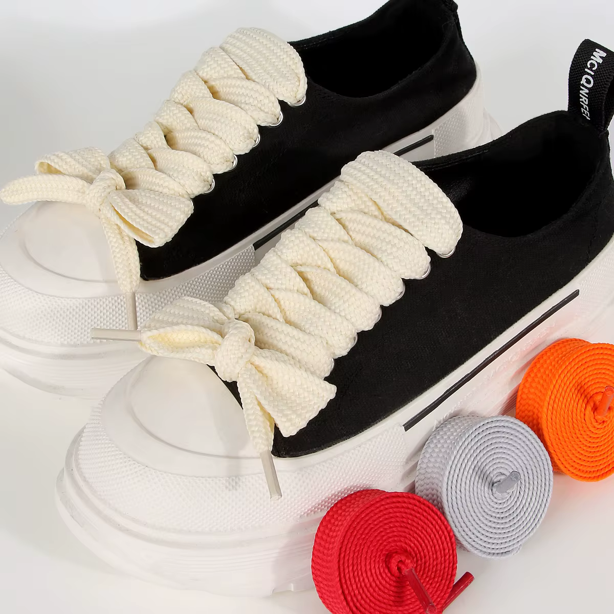 Lacets de chaussures larges de 3/4 po pour baskets et bottes
