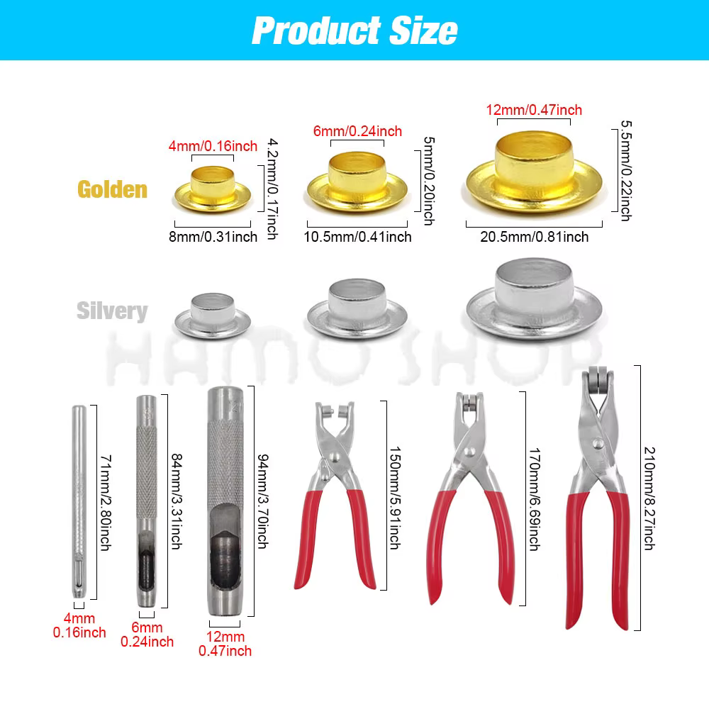 Pince d'installation pour œillets de 4mm/6mm/12mm avec 100