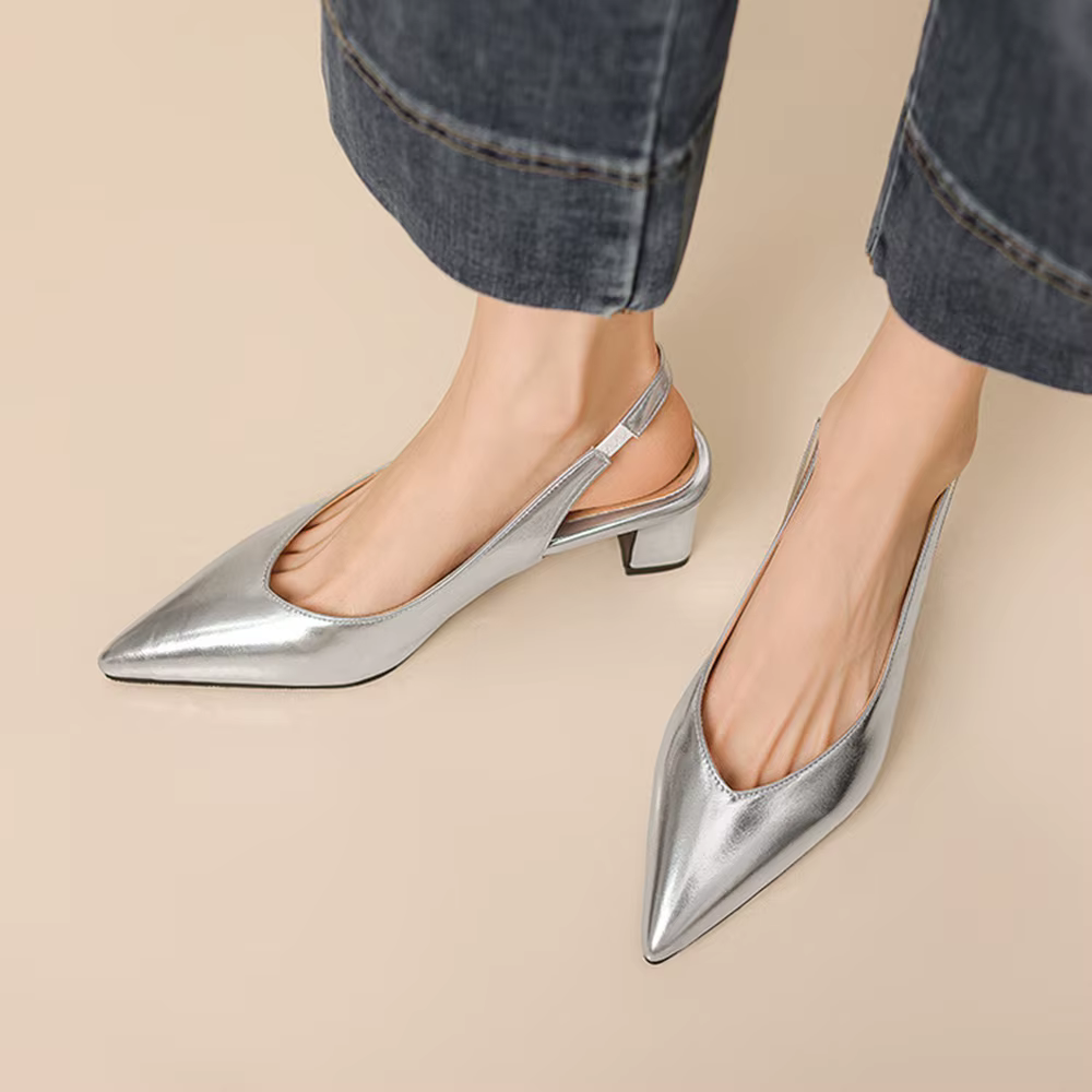 Sandales à talons épais pour femmes, mode printemps-été, robe pointue, couvre-chaussures de mariée, vêtements de travail, escarpins, chaussures BK19-21