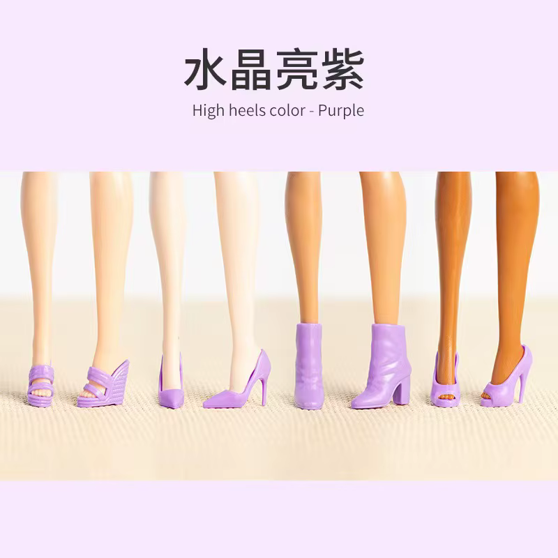 Chaussures de poupée à talons pour Barbie, 4 paires/lot, vêtements de pied de princesse, blanc, noir, rose, sandales à talons hauts, bottes, chaussons, accessoires, jouets, 1/6