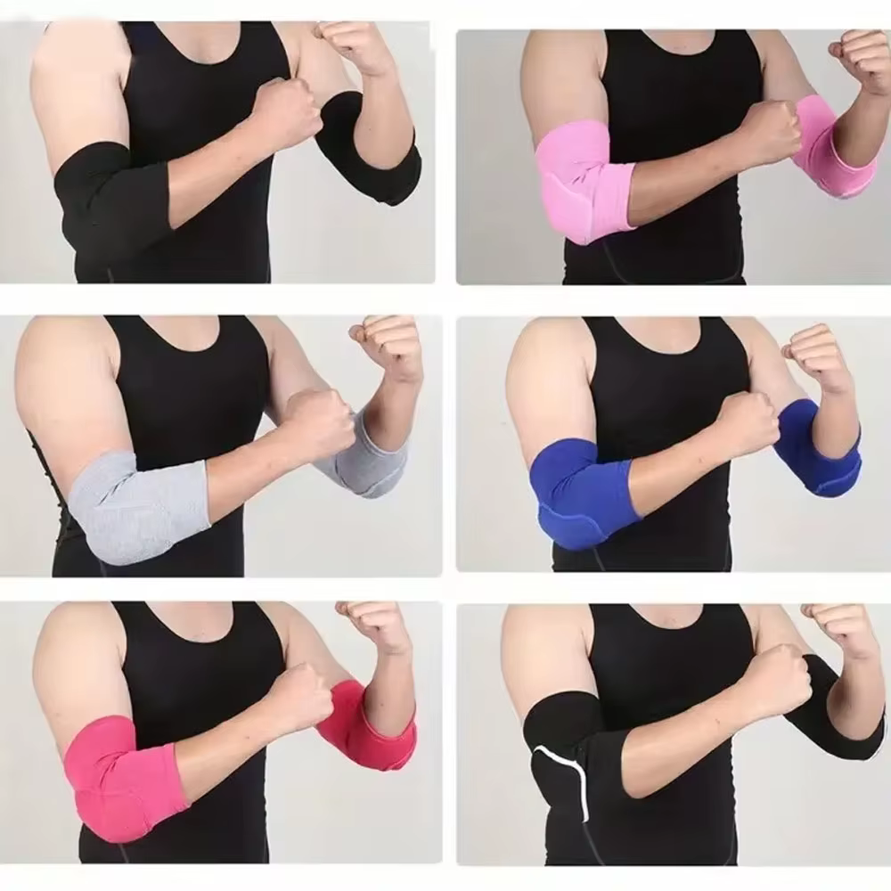 2 pièces de coudières souples avec coussin en éponge épaisse-manchons de soutien de sport confortables adaptés au basket-ball, au volley-ball