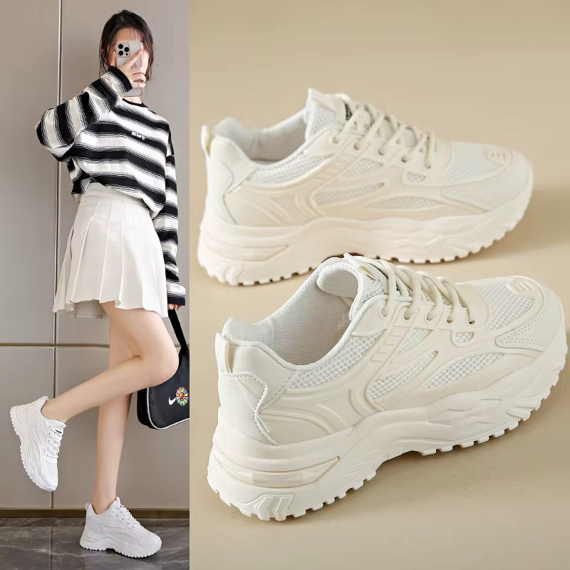 Baskets blanches en cuir pour femmes