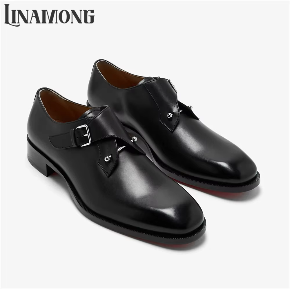 Chaussures Monk en Cuir de Veau avec Boucle Métallique