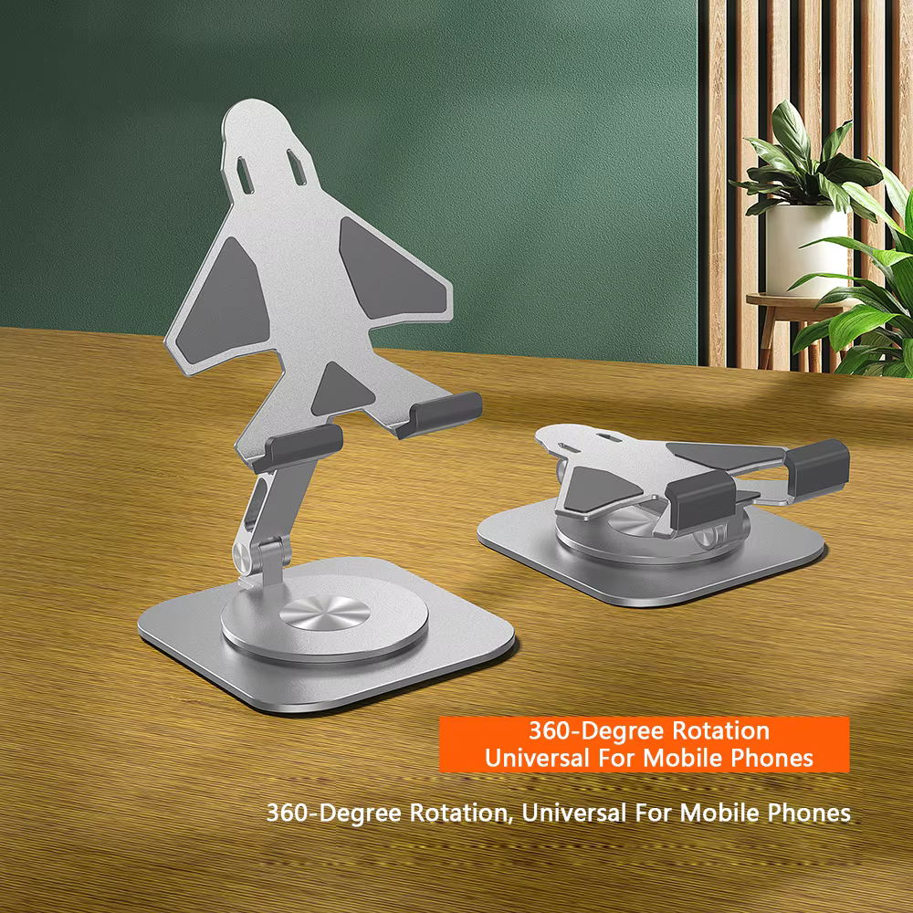 Support de téléphone réglable à rotation à 360 °, support de bureau pliable pour iPhone Samsung Xiaomi Redmi Huawei Oneplus, support de téléphone portable en alliage d'aluminium, support portable de b