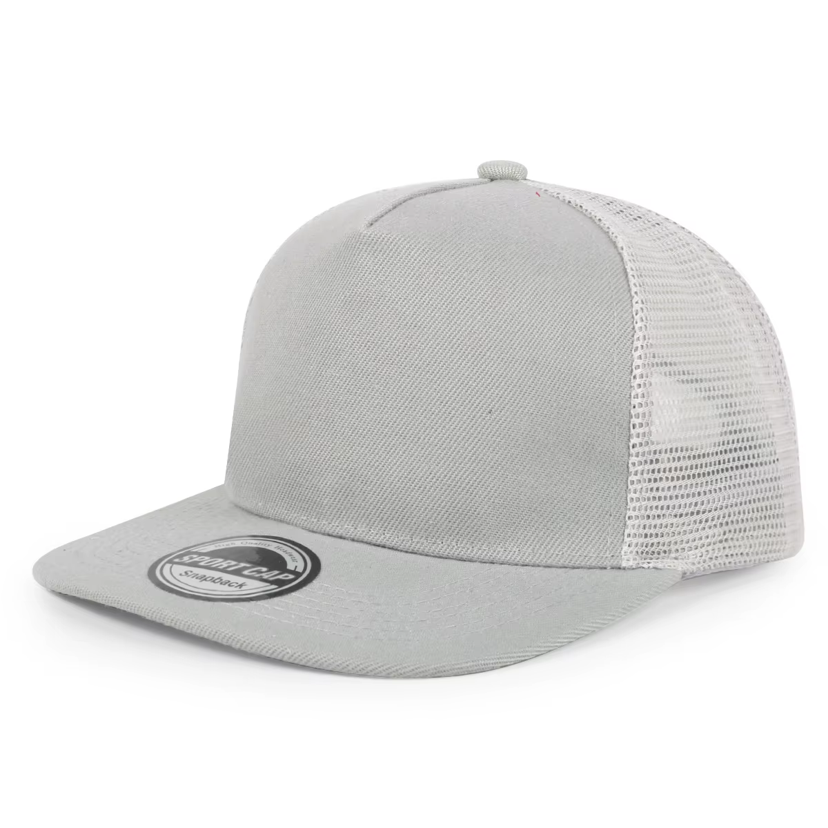 Casquettes en maille à bord plat de couleur unie avec logo imprimé personnalisé