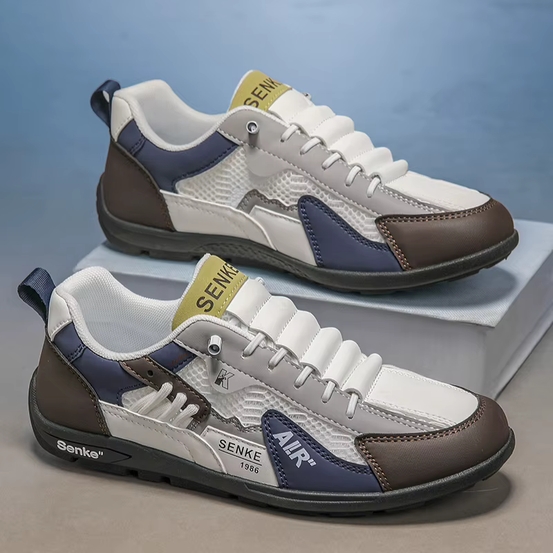 Nouvelles baskets rétro pour hommes été 2026 – Chaussures décontractées respirantes en maille et cuir à enfiler