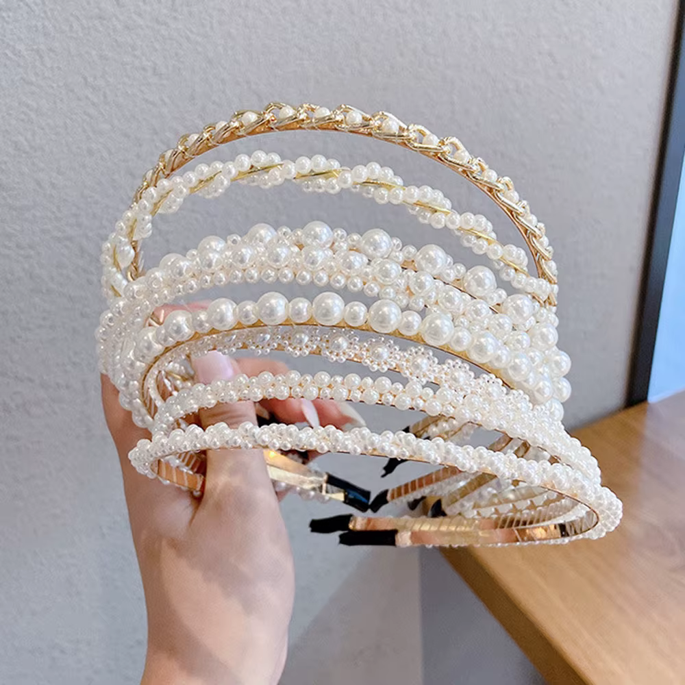 Femme filles perlé chapeaux style coréen fleur perle bandeau cheveux accessoires cheveux cerceau bandeau