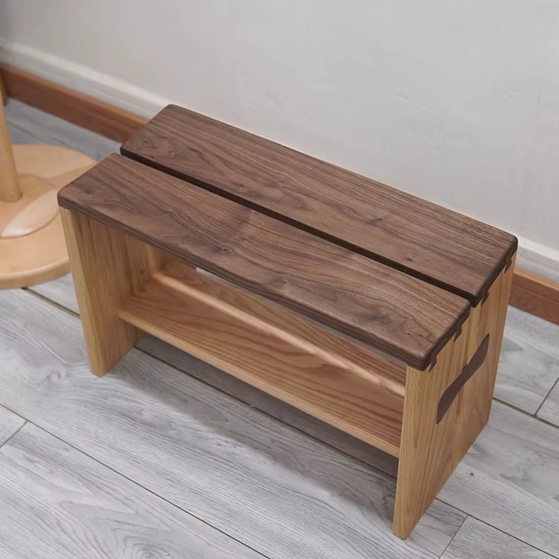 Banc à chaussures d'entrée en noyer noir