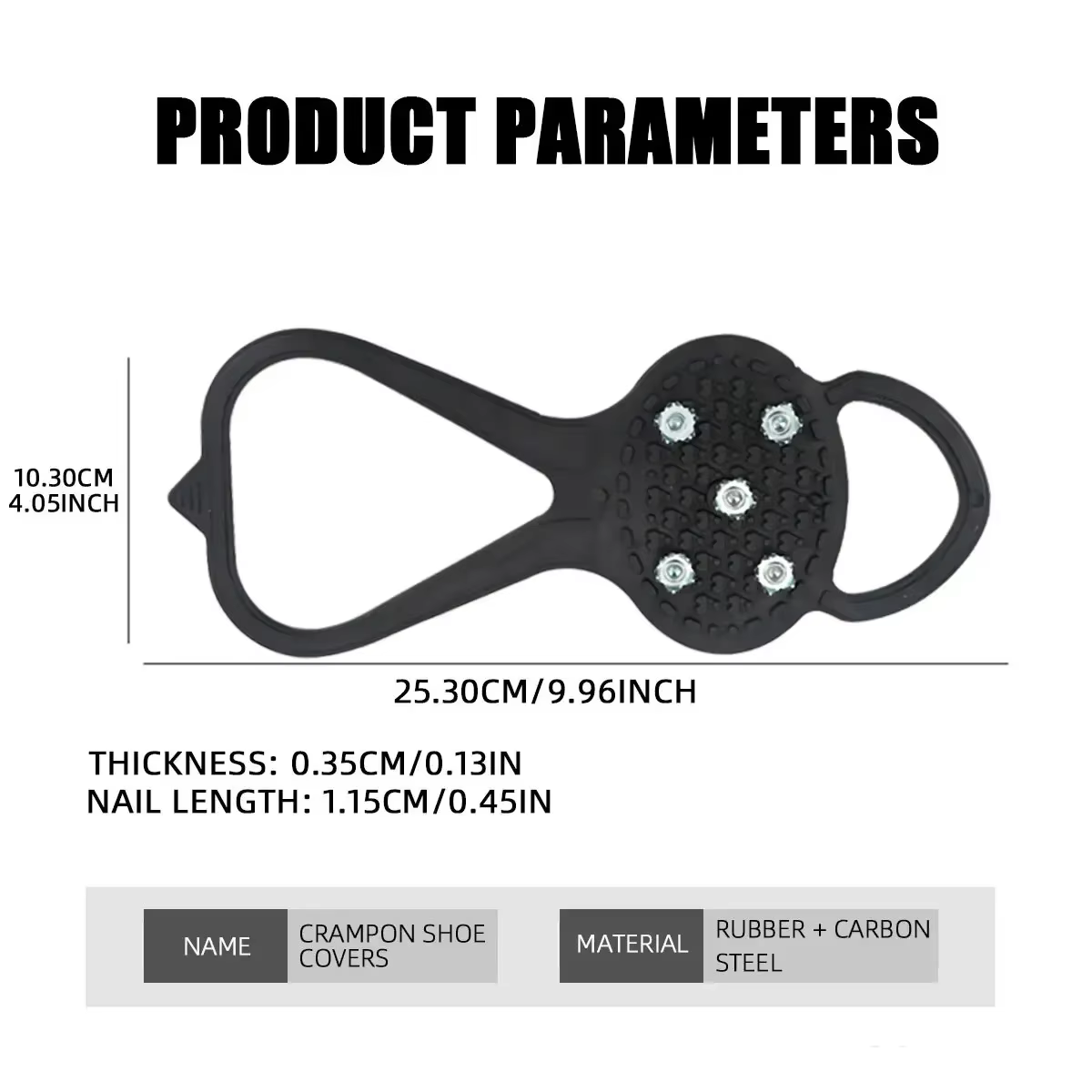 1 paire de crampons antidérapants à 5 pointes pour chaussures de marche