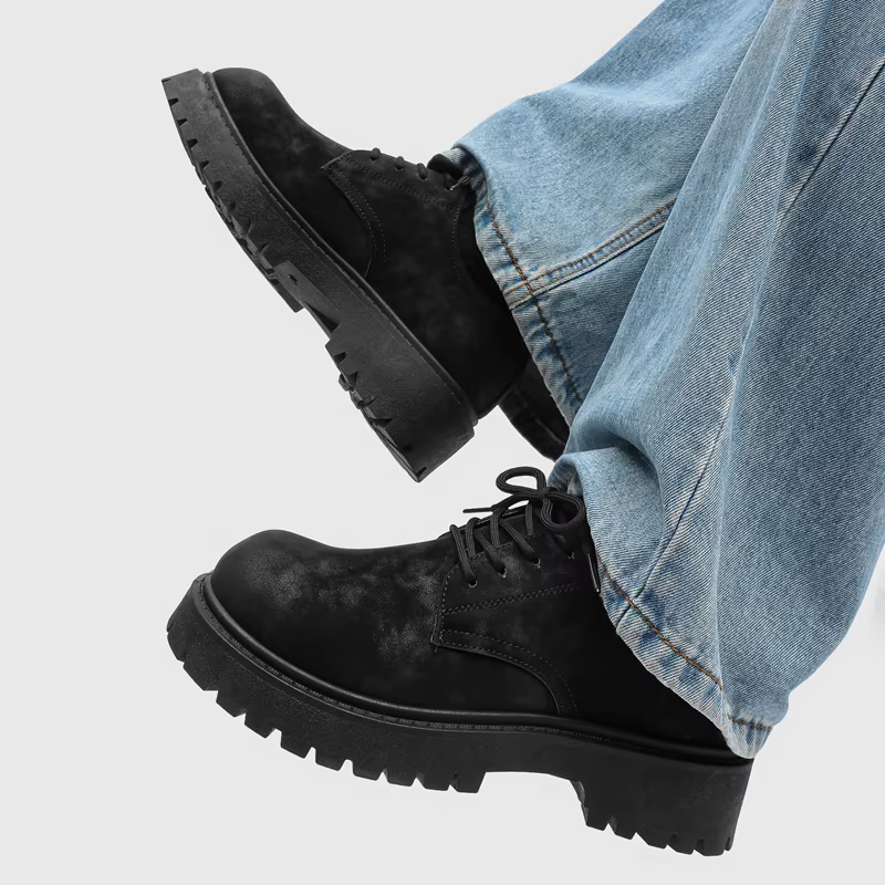 Chaussures Derby montantes à plateforme rétro de style anglais pour hommes