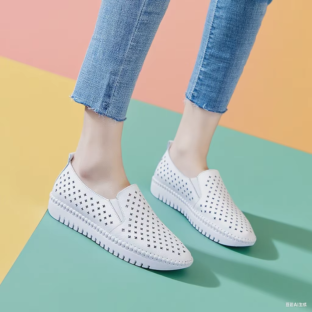 Baskets plates en cuir véritable pour femmes